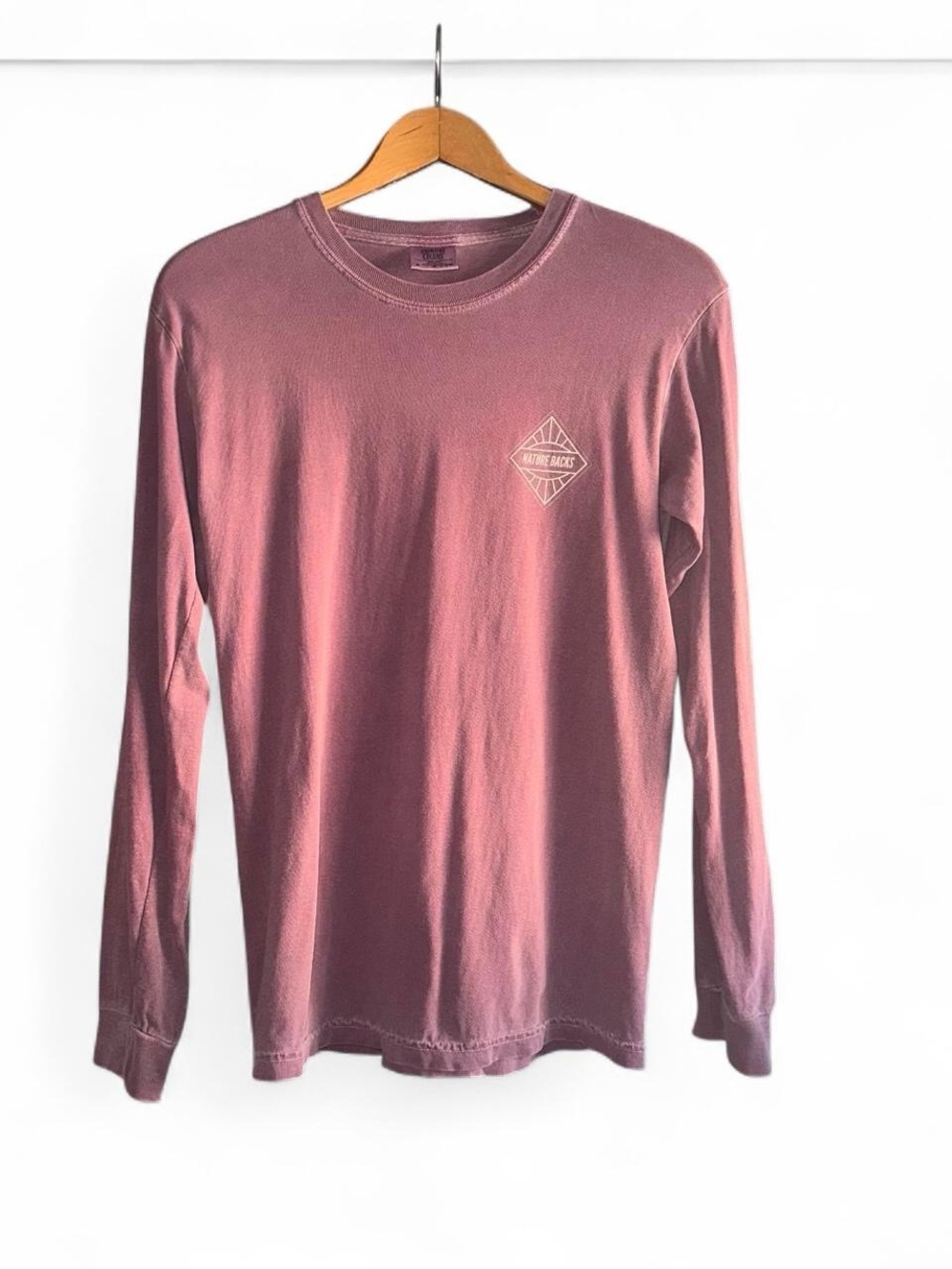 Nature Backs T-Shirt Long Sleeve S Small Comfort Colors Washed Purple Pink